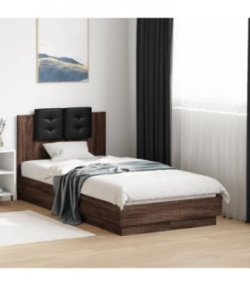 vidaXL Bed Frame with Headboard Brown Oak 90 x 190 cm Engineered wood