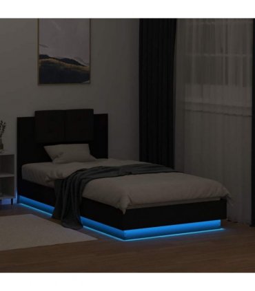 vidaXL Bed Frame with LED without Mattress Black 75x190 cm