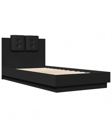 vidaXL Bed Frame with LED without Mattress Black 75x190 cm