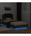 vidaXL Bed Frame with LED without Mattress Brown Oak 75x190 cm