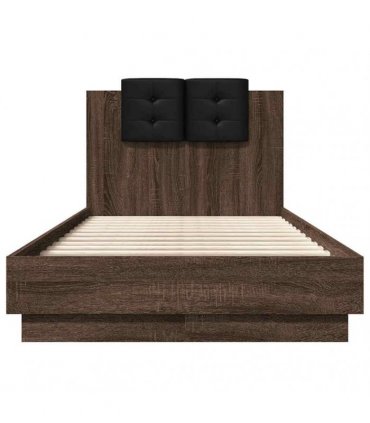 vidaXL Bed Frame with LED without Mattress Brown Oak 75x190 cm