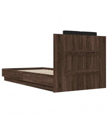 vidaXL Bed Frame with LED without Mattress Brown Oak 75x190 cm