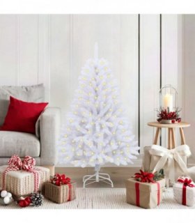 vidaXL Artificial Hinged Christmas Tree 120 cm 150 LEDs Warm White PVC