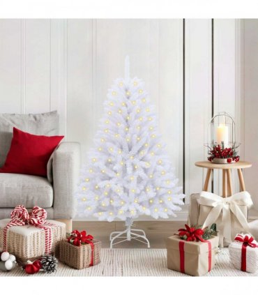 vidaXL Artificial Hinged Christmas Tree 120 cm 150 LEDs Warm White PVC