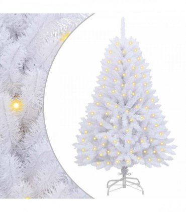 vidaXL Artificial Hinged Christmas Tree 120 cm 150 LEDs Warm White PVC