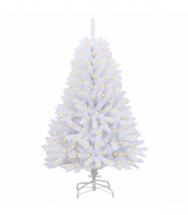 vidaXL Artificial Hinged Christmas Tree 120 cm 150 LEDs Warm White PVC