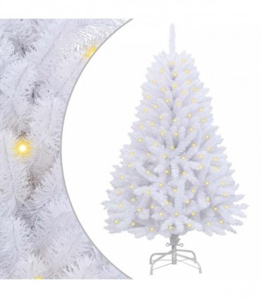 vidaXL Artificial Hinged Christmas Tree 150 cm 150 LEDs Warm White PVC