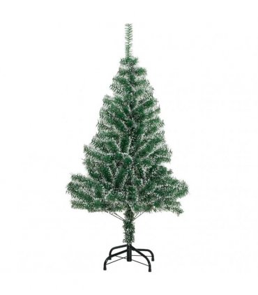 vidaXL Artificial Christmas Tree 150 LEDs&Ball Set&Flocked Snow 120 cm
