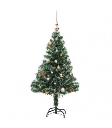 vidaXL Artificial Christmas Tree 150 LEDs&Ball Set&Flocked Snow 150 cm