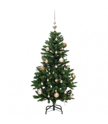 vidaXL Artificial Hinged Christmas Tree 150 LEDs & Ball Set 120 cm