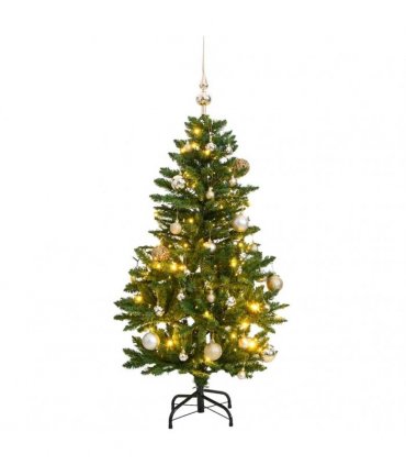 vidaXL Artificial Hinged Christmas Tree 150 LEDs & Ball Set 150 cm