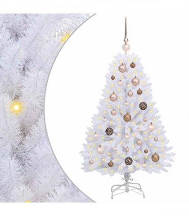 vidaXL Artificial Hinged Christmas Tree 120 cm 150 LEDs Warm White PVC