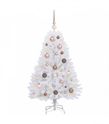 vidaXL Artificial Hinged Christmas Tree 120 cm 150 LEDs Warm White PVC