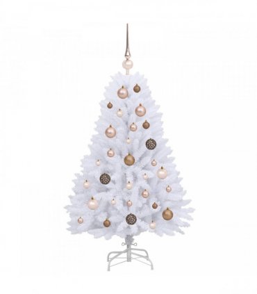 vidaXL Artificial Hinged Christmas Tree 120 cm 150 LEDs Warm White PVC