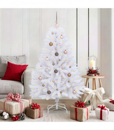 vidaXL Artificial Hinged Christmas Tree 150 cm 150 LEDs Warm White PVC