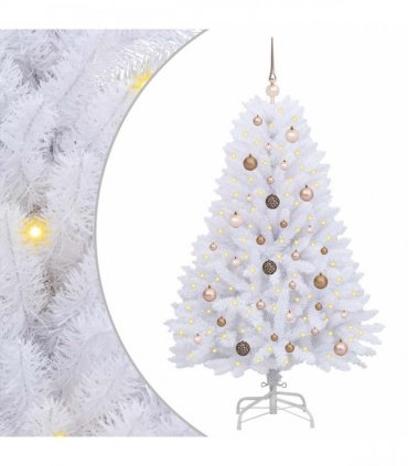 vidaXL Artificial Hinged Christmas Tree 150 cm 150 LEDs Warm White PVC