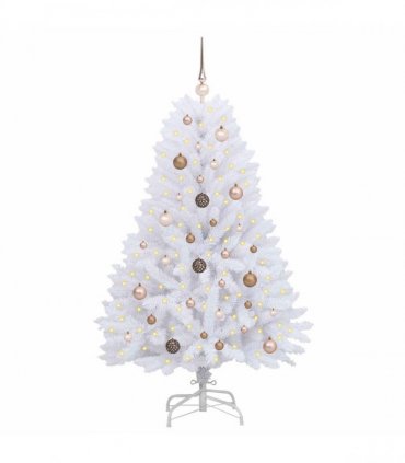 vidaXL Artificial Hinged Christmas Tree 150 cm 150 LEDs Warm White PVC