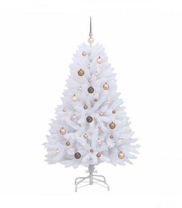 vidaXL Artificial Hinged Christmas Tree 150 cm 150 LEDs Warm White PVC