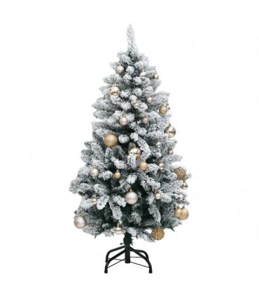 vidaXL Artificial Hinged Christmas Tree 150 LEDs & Ball Set 120 cm