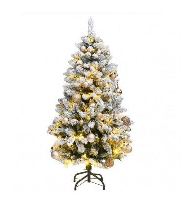 vidaXL Artificial Hinged Christmas Tree 150 LEDs & Ball Set 150 cm