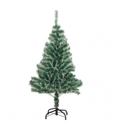 vidaXL Artificial Christmas Tree 150 LEDs&Ball Set&Flocked Snow 120 cm