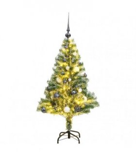 vidaXL Artificial Christmas Tree 150 LEDs&Ball Set&Flocked Snow 150 cm