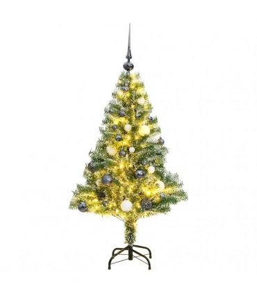 vidaXL Artificial Christmas Tree 150 LEDs&Ball Set&Flocked Snow 150 cm