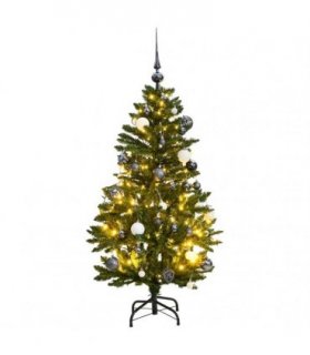 vidaXL Artificial Hinged Christmas Tree 150 LEDs & Ball Set 120 cm