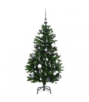 vidaXL Artificial Hinged Christmas Tree 150 LEDs & Ball Set 120 cm