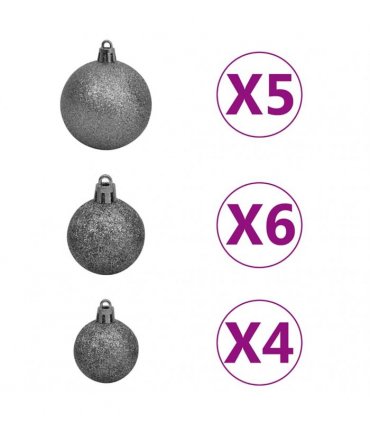 vidaXL Artificial Hinged Christmas Tree 150 LEDs & Ball Set 120 cm