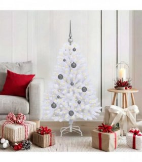 vidaXL Artificial Hinged Christmas Tree 120 cm 150 LEDs Warm White PVC