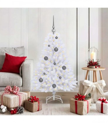 vidaXL Artificial Hinged Christmas Tree 120 cm 150 LEDs Warm White PVC