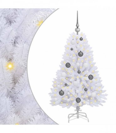 vidaXL Artificial Hinged Christmas Tree 120 cm 150 LEDs Warm White PVC