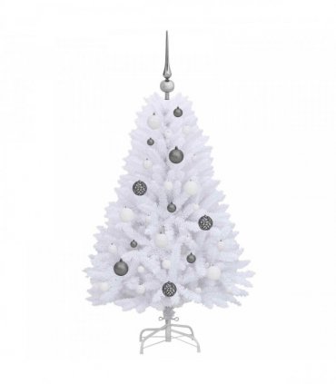 vidaXL Artificial Hinged Christmas Tree 120 cm 150 LEDs Warm White PVC