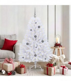 vidaXL Artificial Hinged Christmas Tree 150 cm 150 LEDs Warm White PVC