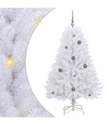 vidaXL Artificial Hinged Christmas Tree 150 cm 150 LEDs Warm White PVC