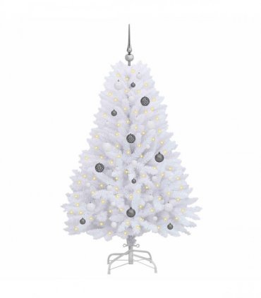 vidaXL Artificial Hinged Christmas Tree 150 cm 150 LEDs Warm White PVC