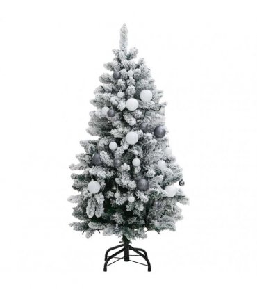 vidaXL Artificial Hinged Christmas Tree 150 LEDs & Ball Set 120 cm