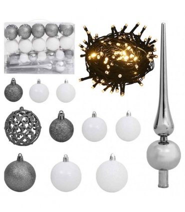 vidaXL Artificial Hinged Christmas Tree 150 LEDs & Ball Set 120 cm