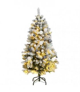 vidaXL Artificial Hinged Christmas Tree 150 LEDs & Ball Set 150 cm