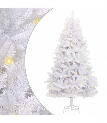 vidaXL Artificial Hinged Christmas Tree 180 cm 300 LEDs Warm White PVC