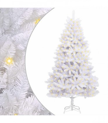 vidaXL Artificial Hinged Christmas Tree 210 cm 300 LEDs Warm White PVC
