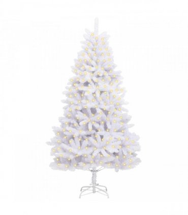 vidaXL Artificial Hinged Christmas Tree 210 cm 300 LEDs Warm White PVC