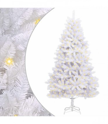 vidaXL Artificial Hinged Christmas Tree 240 cm 300 LEDs Warm White PVC