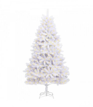 vidaXL Artificial Hinged Christmas Tree 240 cm 300 LEDs Warm White PVC