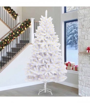 vidaXL Artificial Hinged Christmas Tree 300 cm 300 LEDs Warm White PVC