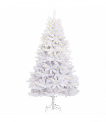vidaXL Artificial Hinged Christmas Tree 300 cm 300 LEDs Warm White PVC