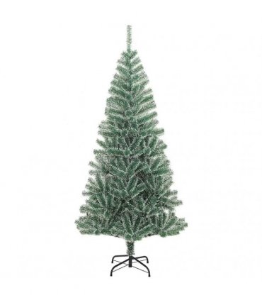 vidaXL Artificial Christmas Tree 300 LEDs&Ball Set&Flocked Snow 210 cm