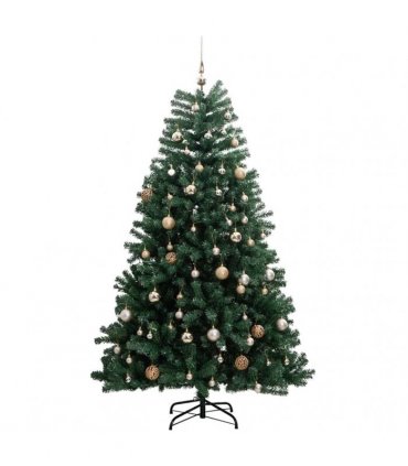 vidaXL Artificial Hinged Christmas Tree 300 LEDs & Ball Set 180 cm