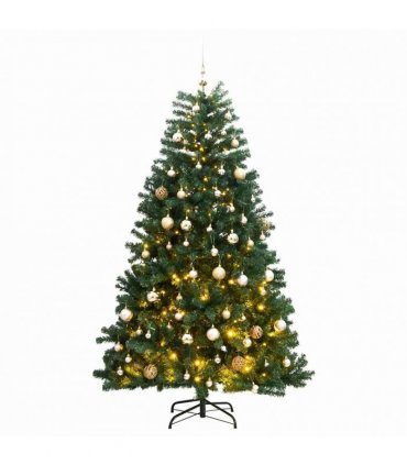 vidaXL Artificial Hinged Christmas Tree 300 LEDs & Ball Set 240 cm